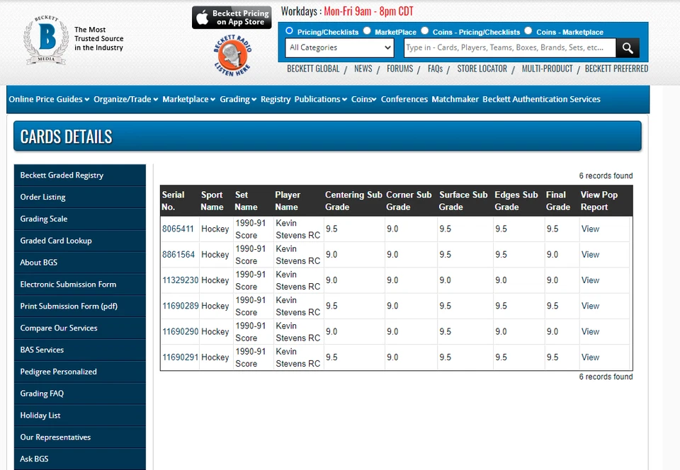 Kevin Stevens RC BGS 9.5: 1990-91 Score Rookie Card Gisto #53 POP 3 - Image 4 of 4