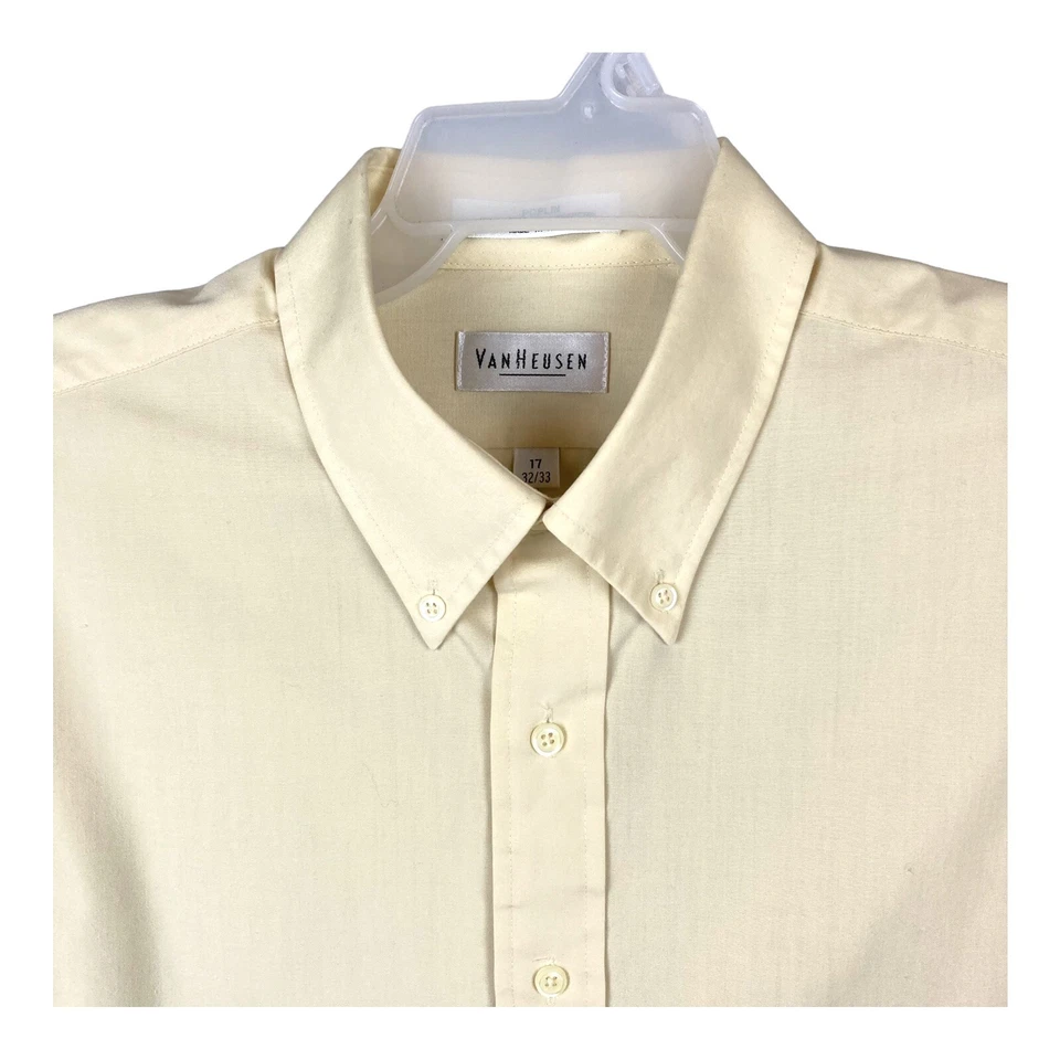 ВИНТАЖНЫЙ Van Heusen поплин LS платье рубашка мужская XL 17 32/33 желтый полиэстер смесь - Изображение 4 из 4