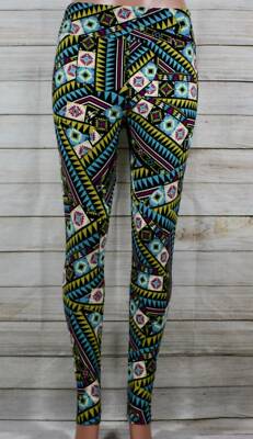 NWT LuLaRoe TC Black Leggings w/ Multi-Color Aztec Design - Tall and Curvy (12-1