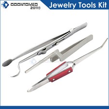 3 soldering tweezers jewelers tools kit ring head shank  settings cross locking