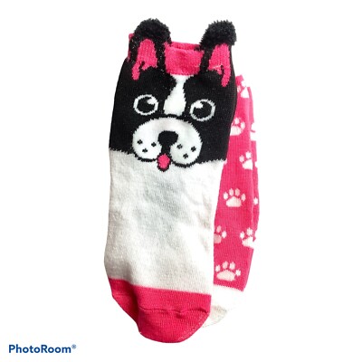JUSTICE Girls Dog ANKLE SOCKS 2 PACK SIZE M/L SUPER CUTE!! New!
