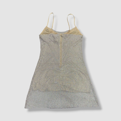 knee length dresses for ladies Monte Carlo Chainmail Mini Dress in Gold