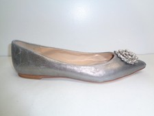 Badgley Mischka Size 7 DAVIS LI Pewter Leather Pointy Flats New Womens Shoes