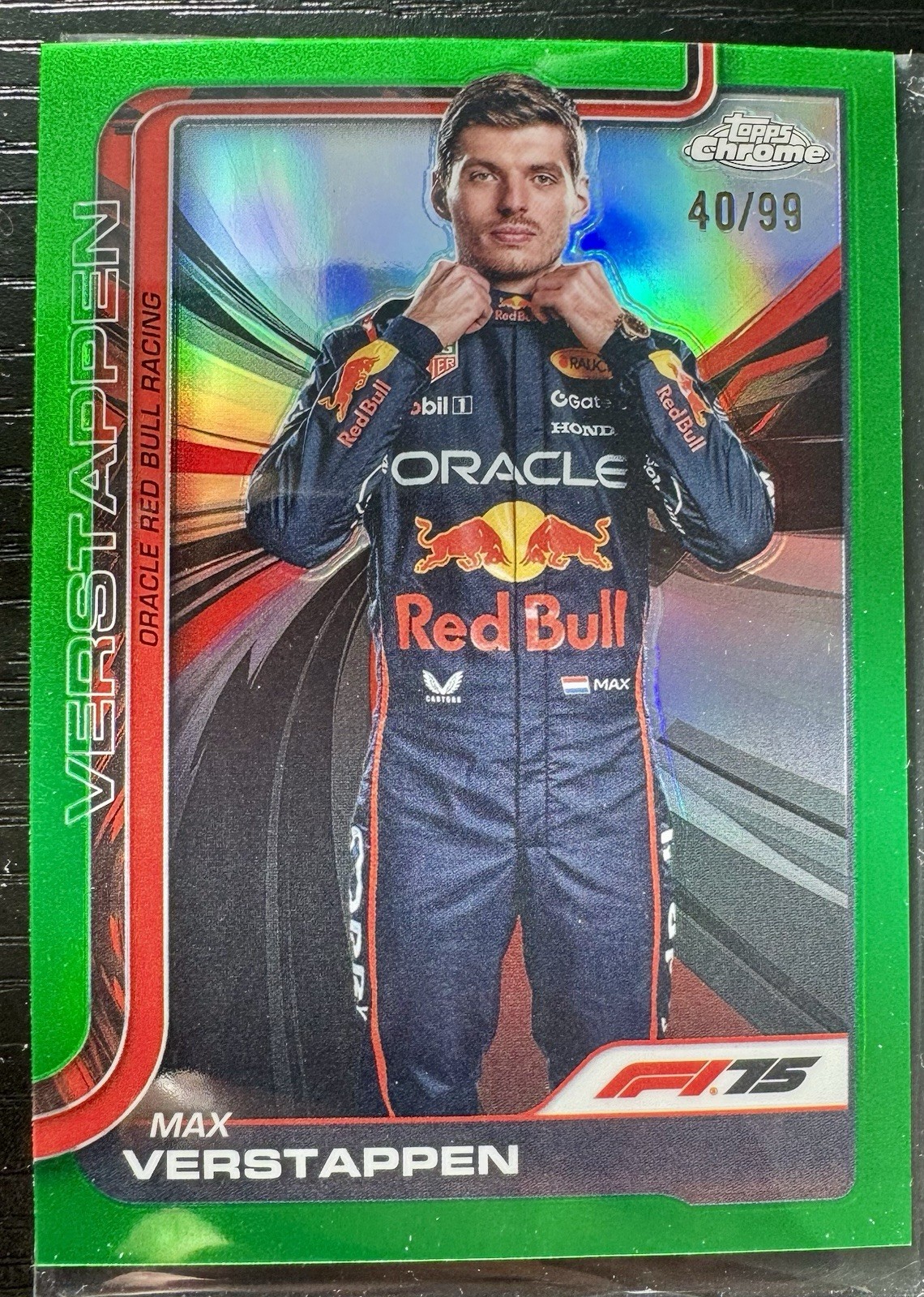 2025 Topps Chrome F1 Max Verstappen Portrait Green /99 Oracle Red Bull Racing #1