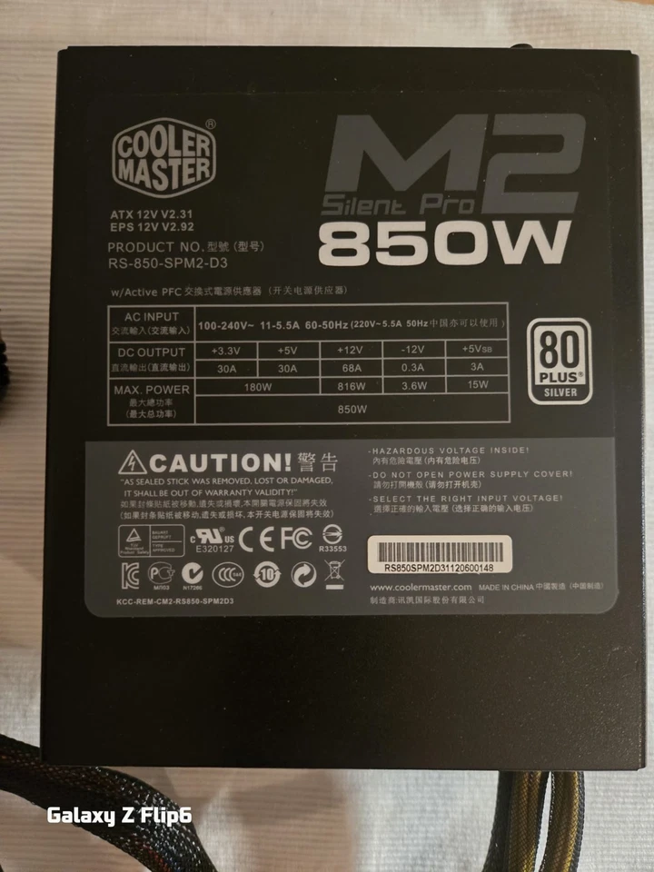 Cooler Master Silent Pro M2 850 Watt Modulares Netzteil - Bild 4 von 4