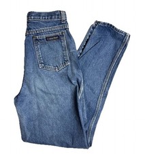 CALVIN KLEIN Vintage 70s-80s USA Made Faded Tapered Mom Blue Jeans Womens 10 T62