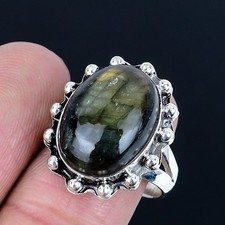 Purchritudinous Labradorite Gemstone 925 Sterling Silver Ring Size 9