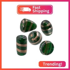Craft County Metallic Foil Glass Beads   Wide Assortment of Colors   Green with