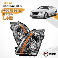 For 2008-2014 Cadillac CTS CT-S Headlights Assy Pair Left+Right Halogen Type