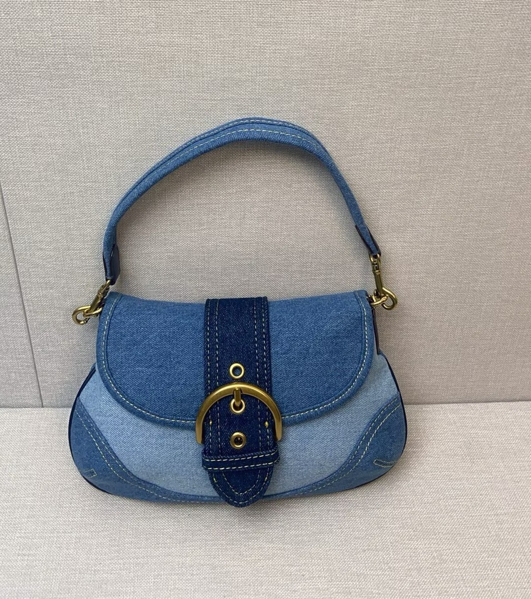 COACH Handbag Soho CR737 Black Denim Vintage Auth From Japan for