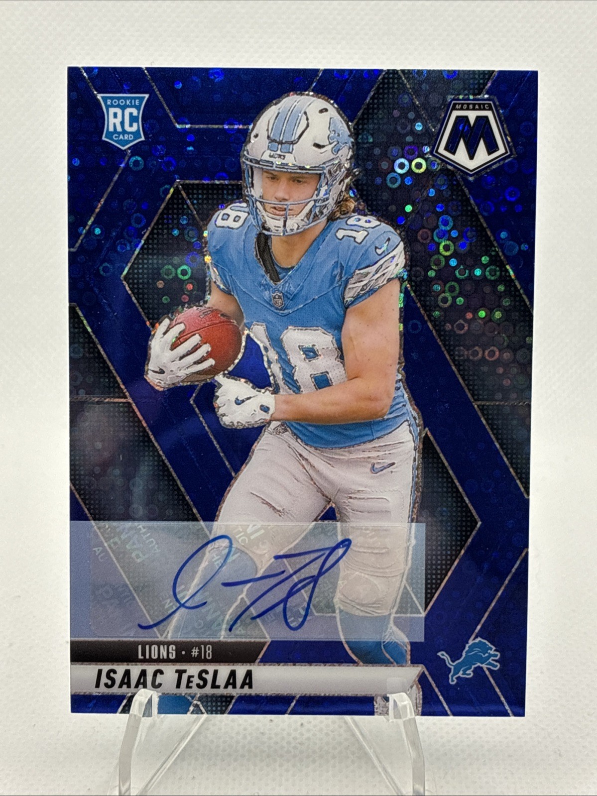 Isaac TeSlaa 2025 Panini Mosaic #319 AUTO Blue Disco