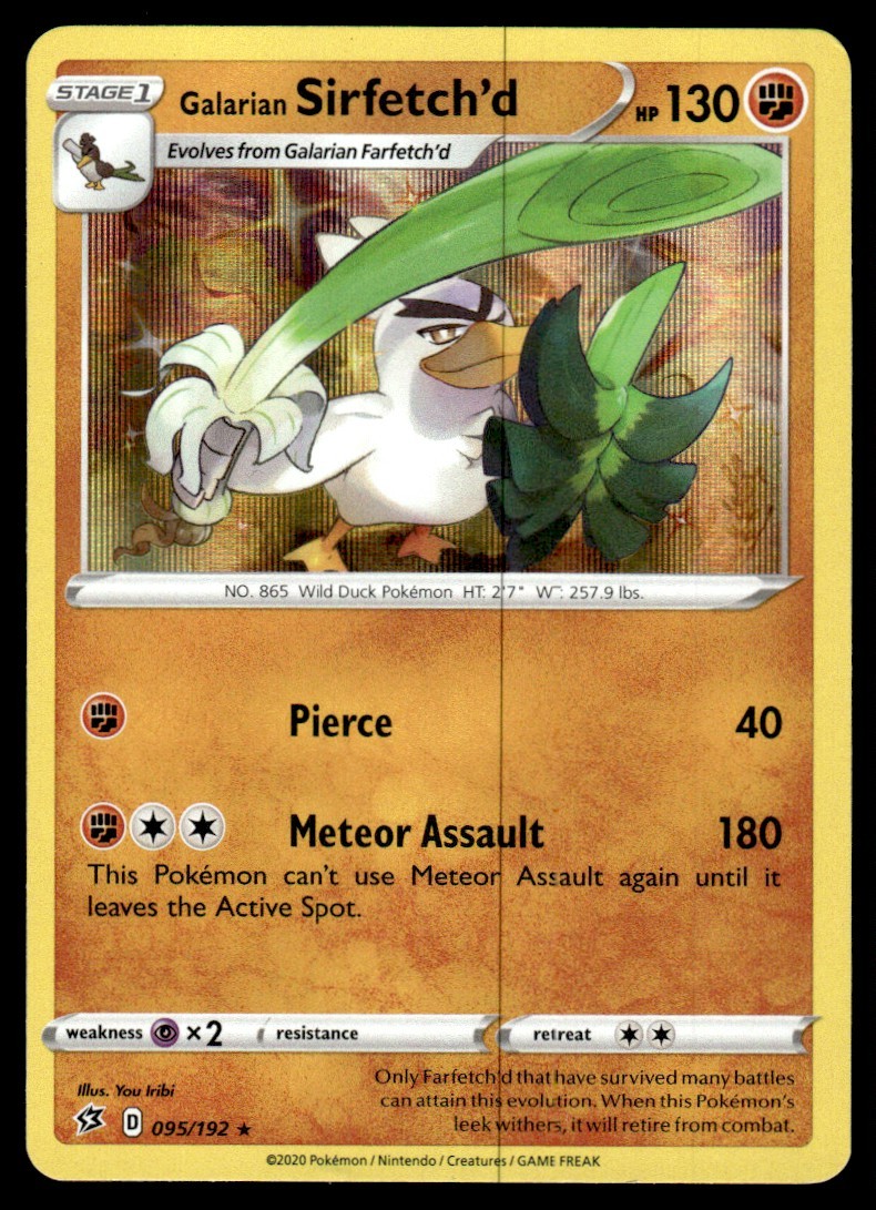 2020 Sword & Shield - Rebel Clash Galarian Sirfetch’d Stage 1/Rare Holo #95