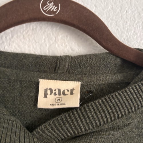 NWOT Pact Men's Size Medium Green Organic Cotton Classic Fine Knit Hoodie - Picture 2 of 4