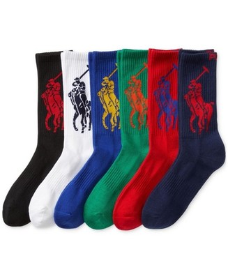 Polo Ralph Lauren Men's 6-Pk. Big Pony Crew Socks Open
