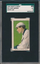 1909 E92 CROFT'S CANDY - CHIEF BENDER WHITE CAP - SGC 40 VG 3 (SVSC) - LOW POP!