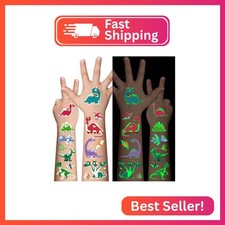 Dinosaur Glow Temporary Tattoos for Kids,Dinosaur theme Luminous Tattoos Sticker