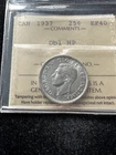 1937  ICCS Graded Canadian, ¢25 Cent, **EF-40 Double "HP"** Cert# XYH 154