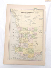 ANCIENNE CARTE couleur vintage AUSTRALIE OCCIDENTALE années 1880 OCEAN INDIEN 9,95€ pas de prix de réserve