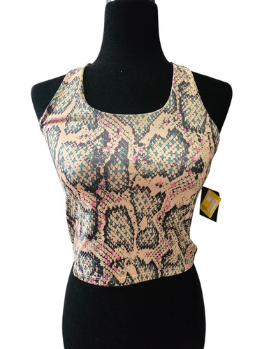 NWT Pro Player Women's Small Stretch Strappy Racerback Workout Top Snake Print - Picture 1 of 8