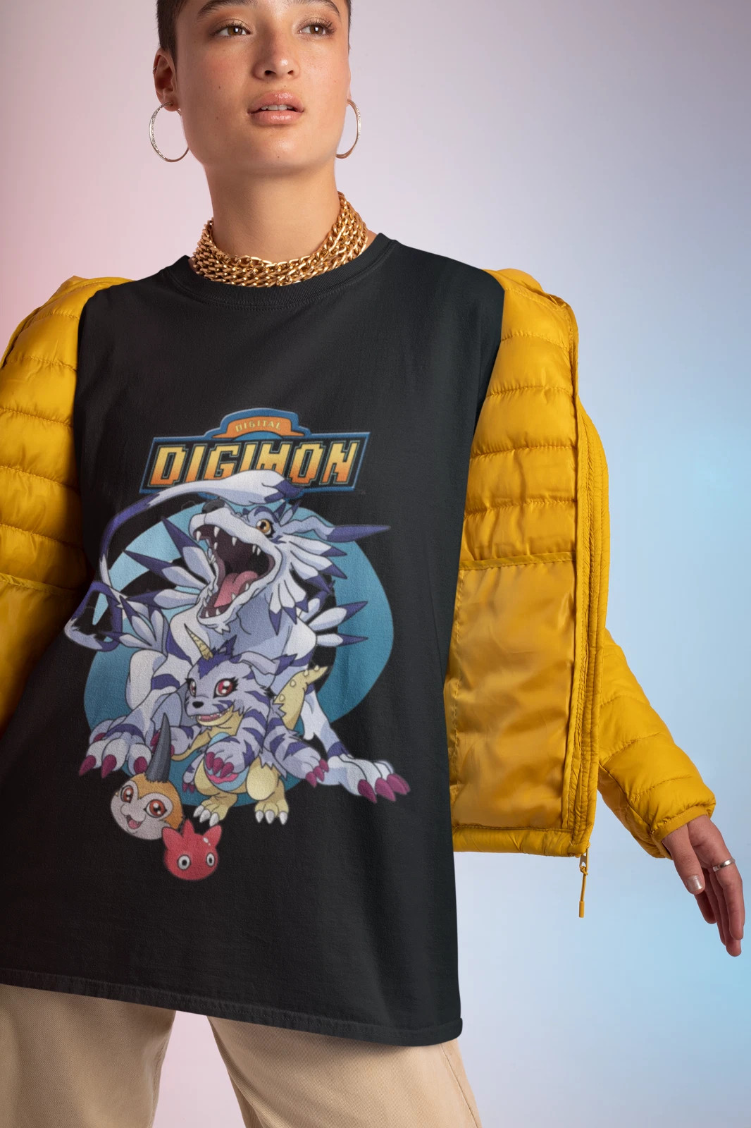 Anime Digimon Black T Shirt Size S - 5XL #!