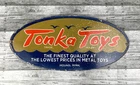 VINTAGE 12x5.5" TONKA TOYS OIL PORCELAIN SERVICE PUMP STATION GASOLINE GAS SIGN