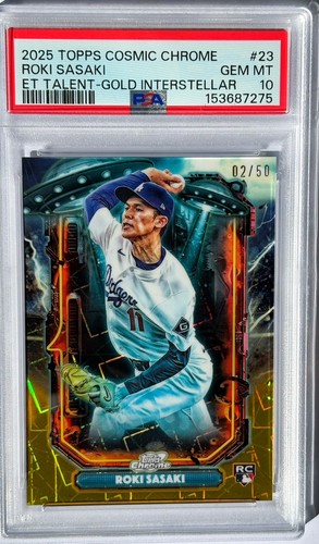 Roki Sasaki [Gold] #ET-23 2025 Topps Cosmic Chrome Extraterrestrial Talent card