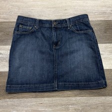 GAP Boho Denim Mini Skirt Women s Sz 8 Dark Wash Cotton Pockets in EUC