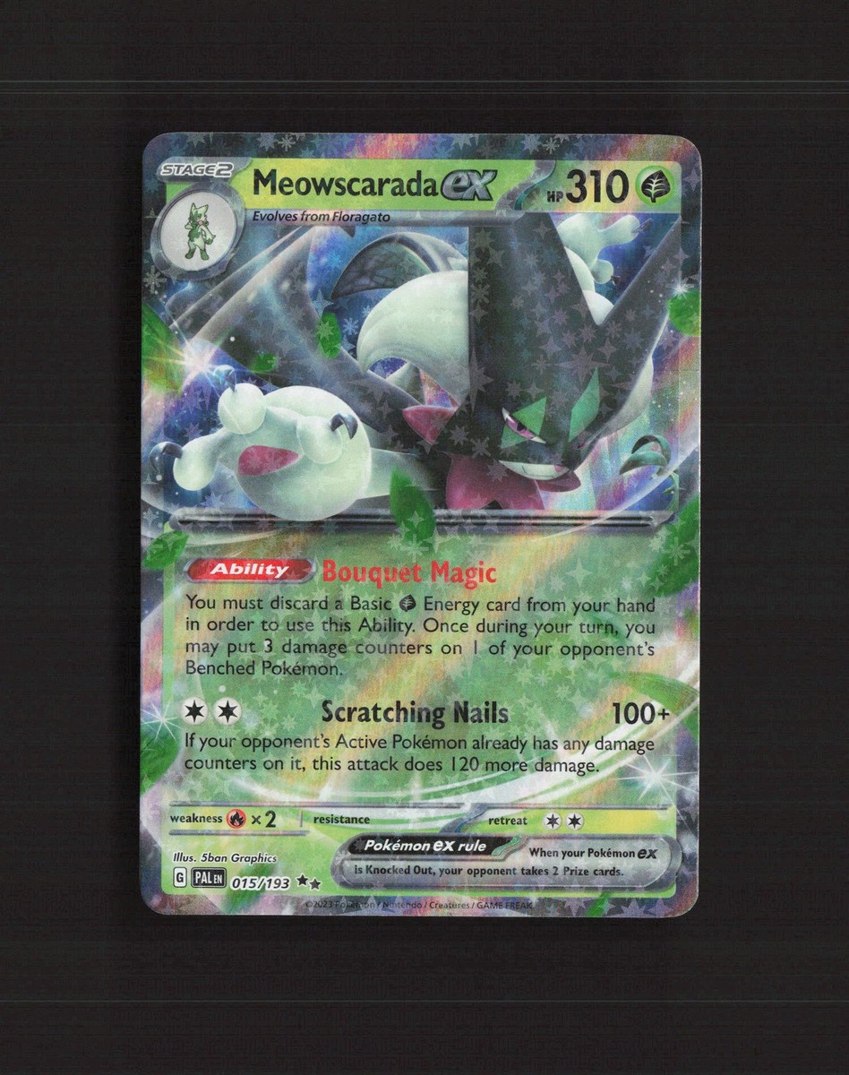 meowscarada ex pokemon card SSR 321/190 sv4a Shiny Treasure ex Japanes  GLIT Japanese Hobby Shop [2] Scratching Nails (100+) If your opponents Active Pokemon already has any damage counters on it Meowscarada ex 015/193 Paldea Evolved