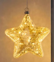 "Led Deko \"Stern\" Glas Ø 20Cm Weihnachts HäNger Leuchtstern In Bauernsilber-Optik"