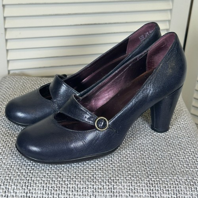 #ad Vintage Indigo by Clarks Navy Leather Mary Jane Heels Size 7.5 $28.00