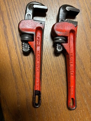 Lot of 2- 8''Adjustable Pipe Wrenches-Great Neck H.D. and Jaws-Drop Forged