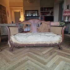 Antique Bergere 2-Seater Sofa Settee.  Mahogany With Newly Refurbished Cane.