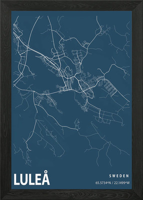 Lule Bauplan Straßenkarte gerahmtes Wandbild Poster Leinwanddruck Bild