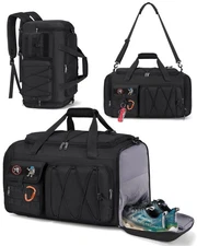 Gym Bag for Men 45L Sports Duffel Bags 3-in-1 Travel Duffel Bag with Shoe Com...