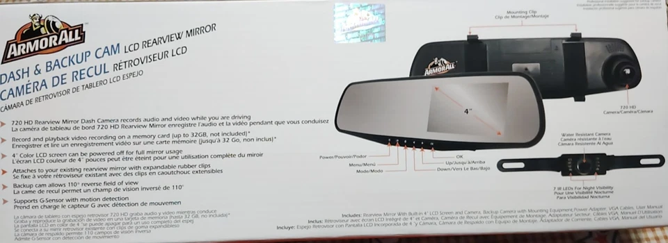 ArmorAll Dash & Backup CAM 4" LCD Rearview Mirror Live Monitoring - Image 3 of 4