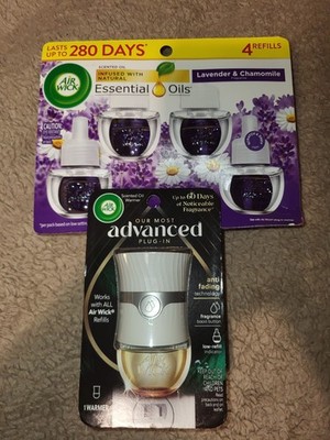 Airwick Essential Oils Lavender & Chamomile 4ct (1) Oil Warmer New Unopened