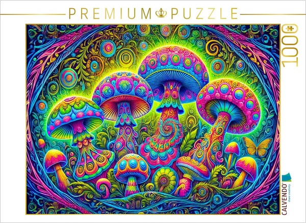 Calvendo Puzzle Luminous Quartet Of Magic Mushrooms | 1000 Pieces, Finished Size-image