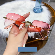 Square Rimless Sunglasses Women Luxury Brand Designer Summer Red Glasses Fashion