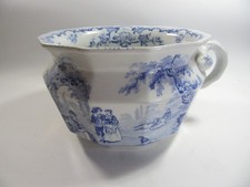 Masons Ironstone China Countryside Scene  Blue & White Chamber Pot/Plant Holder