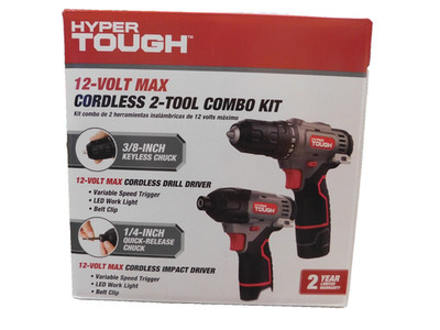 Hyper Tough 12V Max,Cordless 2-Tool Drill & Impact Driver-3/8'' Chuck, 1 Battery
