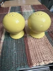 (#366R).    Homer Laughlin Fiesta Ware Yellow Ball Salt & Pepper Shakers