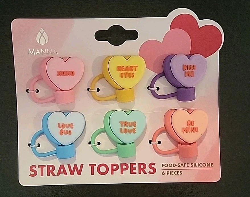 Tumbler Conversation Heart Straw Toppers (Valentine theme)