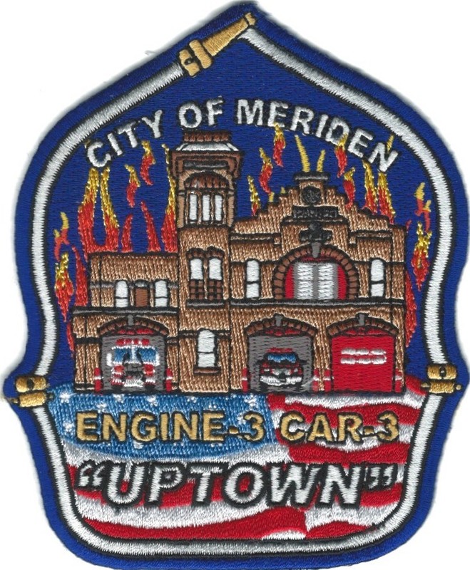 CONNECTICUT - City of Meriden Fire Department Engine 3 & Car 3 patch - "Uptown"