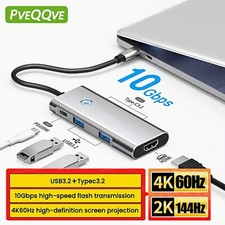 6-in-1 USB C Hub:4K HDMI,100W PD,10Gbps High-Speed Data for MacBook,Dell,HP,ect.