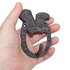 Rustic Cast Iron Lucky Horseshoe Boots Western Wall Hook Key Towel Coat Hanger