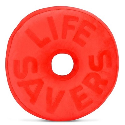 iscream Life Savers Candy Shaped Embossed Fleece Pillow - Red Cherry  11.5''