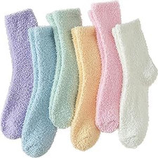 6 Pairs Fuzzy Socks for Women Soft Home Slipper Socks Fluffy Sleeping Socks Don'