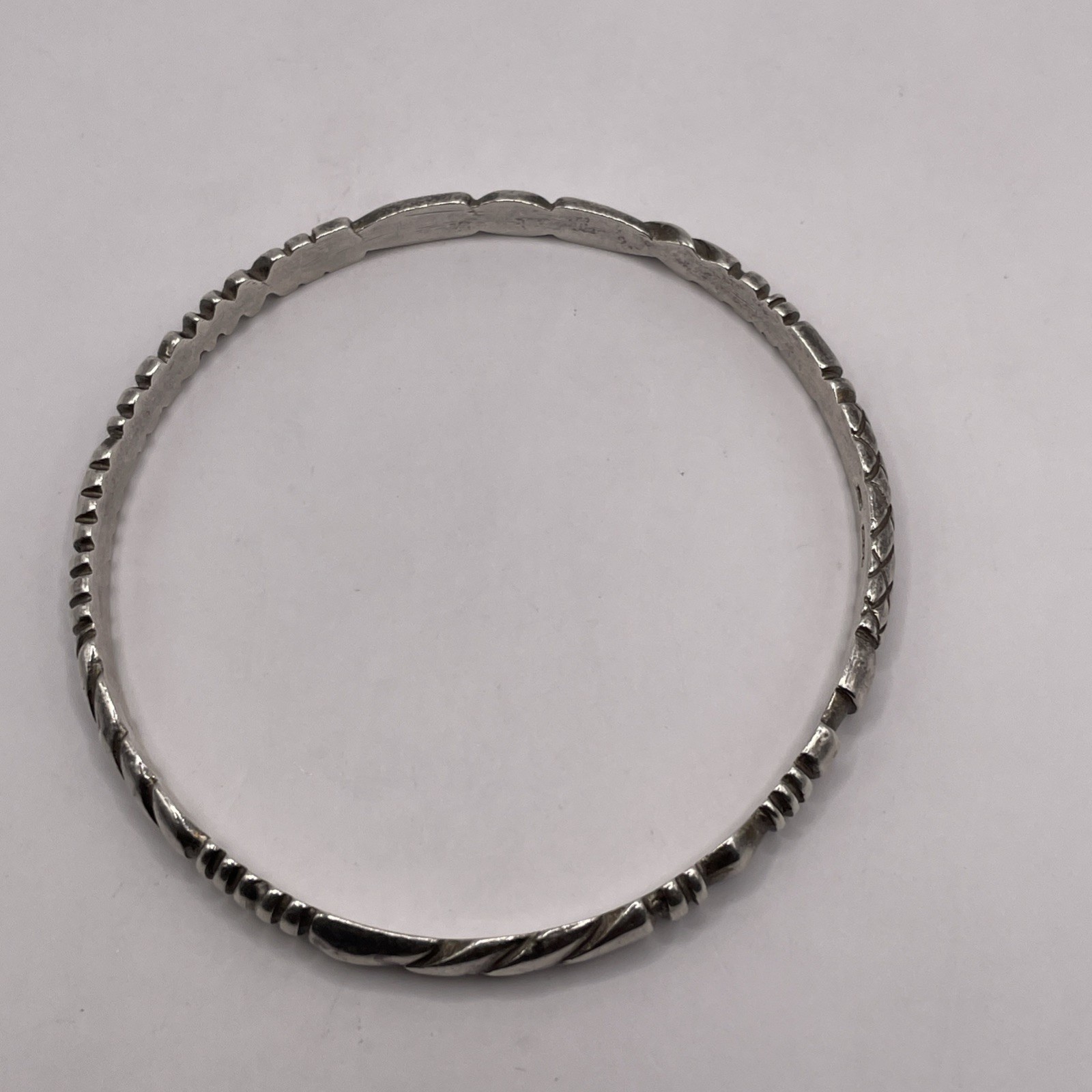 Sterling Silver ZC Scroll Round Bangle Bracelet (… - image 6