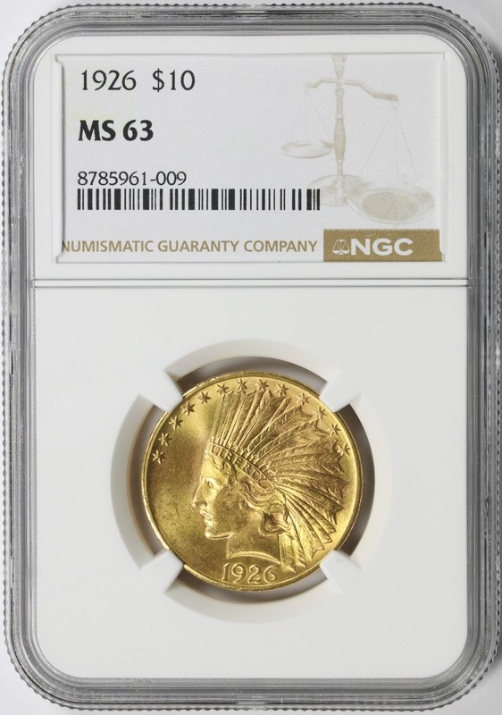 1926 $10 Indian Head Gold Eagle NGC MS63