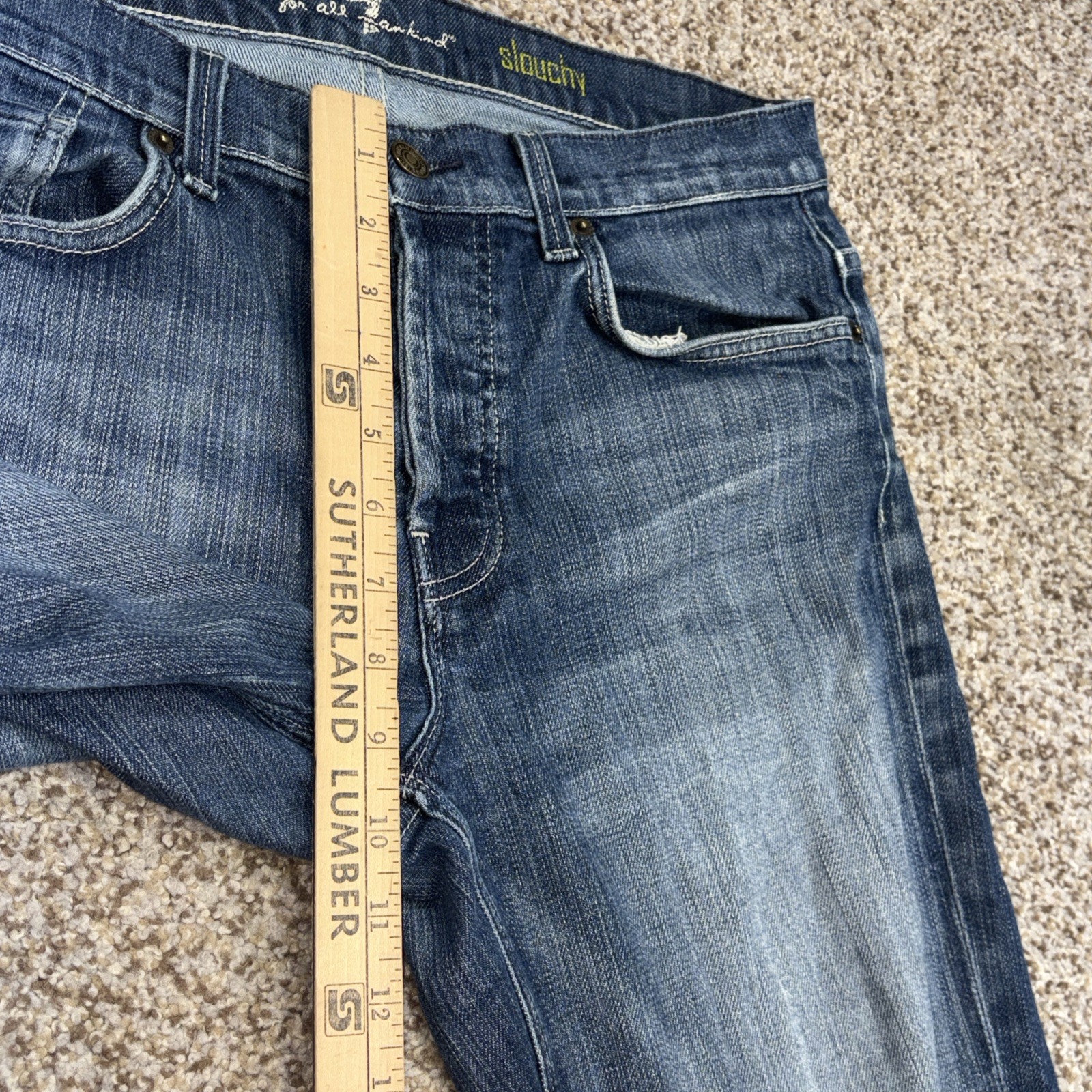 7 for all Mankind Slouchy Denim jeans Men's size 33 X 29 medium wash button fly - View 10